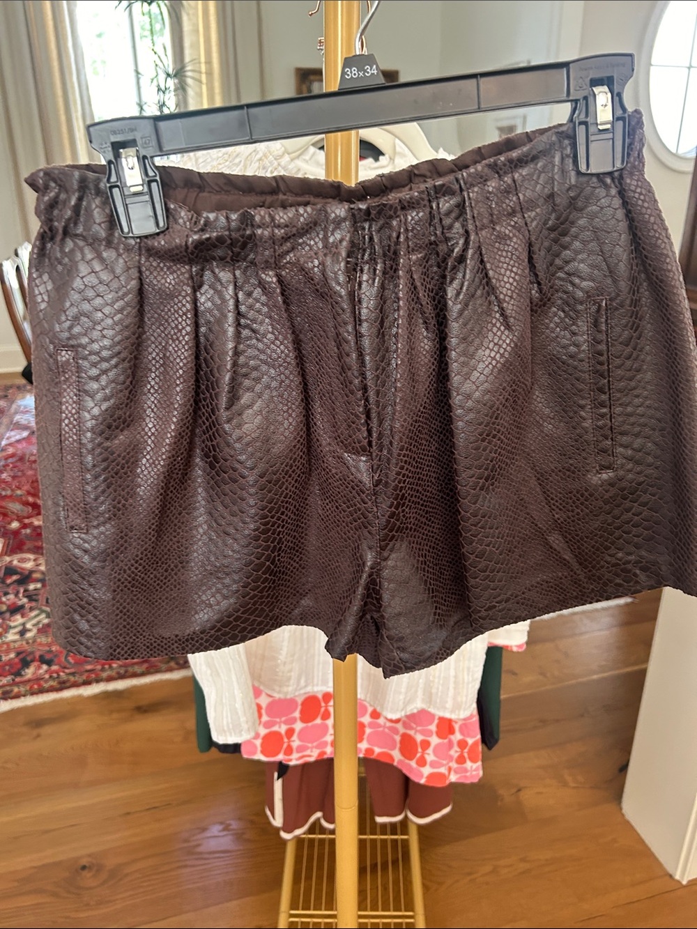 Brown Faux-Snakeskin Women's Shorts
